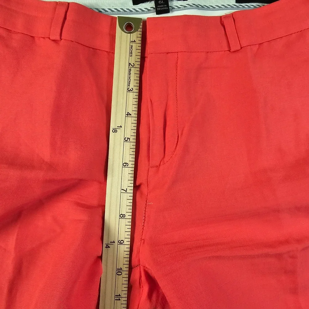 Banana Republic Logan Coral Pink Linen Blend Straight Leg Trousers Pants 6
